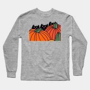 Funny Cats and Pumpkins at Halloween Long Sleeve T-Shirt